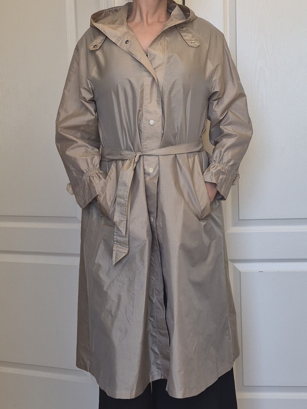 Aqua Sheen  NY/Miami Vintage Belted Rain Jacket